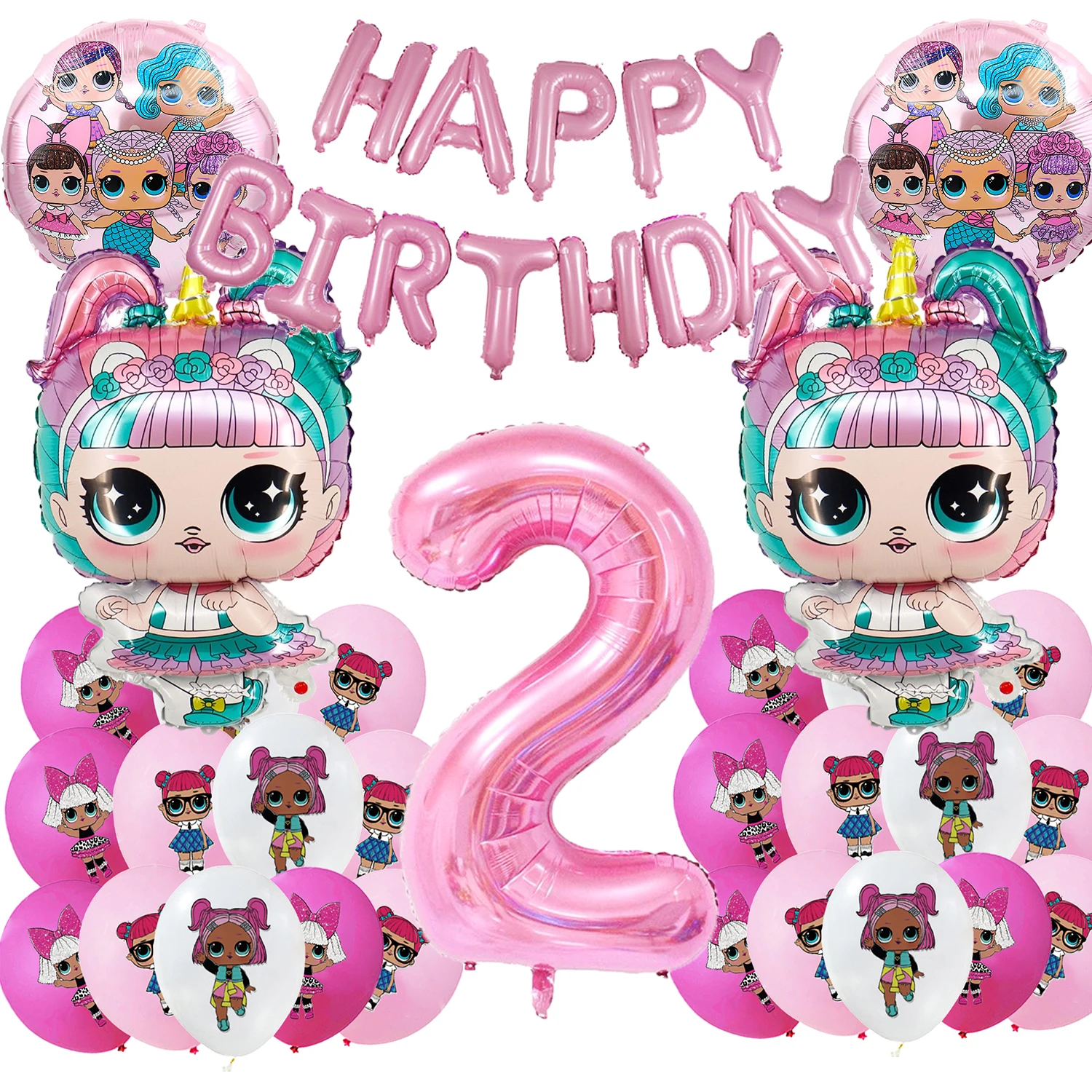 LOL مفاجأة دمية حفلة عيد ميلاد موضوع الزينة انفجارات القش كعكة توبر بالون أطباق ورقية أكواب لإمدادات استحمام الطفل