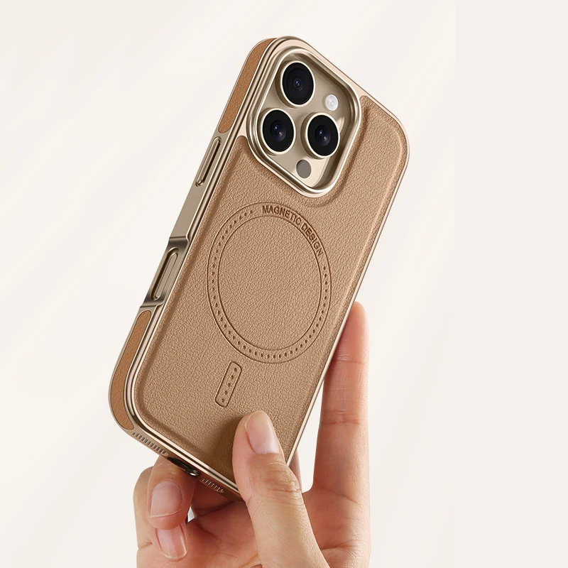 Сильный магнитный кожаный чехол для телефона для Iphone 17, 16, 15, 14, 13, Pro Max 16Pro 15Pro, гальванический чехол для телефона, ощущение кожи, чехол