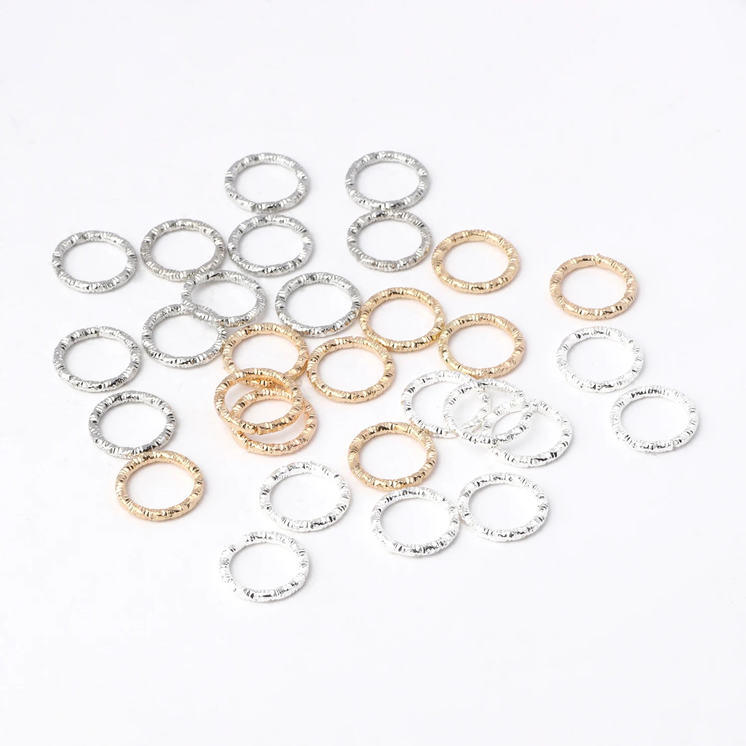 Twisted Round Gold Silver Rhodium Color Jump Rings Split Rings Connectors For Bracelet Necklace Making Findings 12mm 50pcs/lot