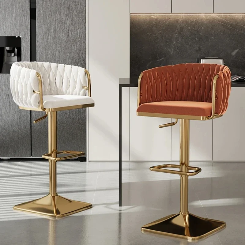 

Velvet Bar Chair Home Kitchen High Stools Cafe Lift Swivel Chair Luxury Counter Stools Modern Bar Chair With Backrest Furniture