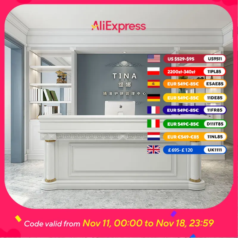 

Large Beauty Clinic Reception Desks Logo Counter Modern Salon Reception Desks Computer Office Empfang Theke Office Furniture