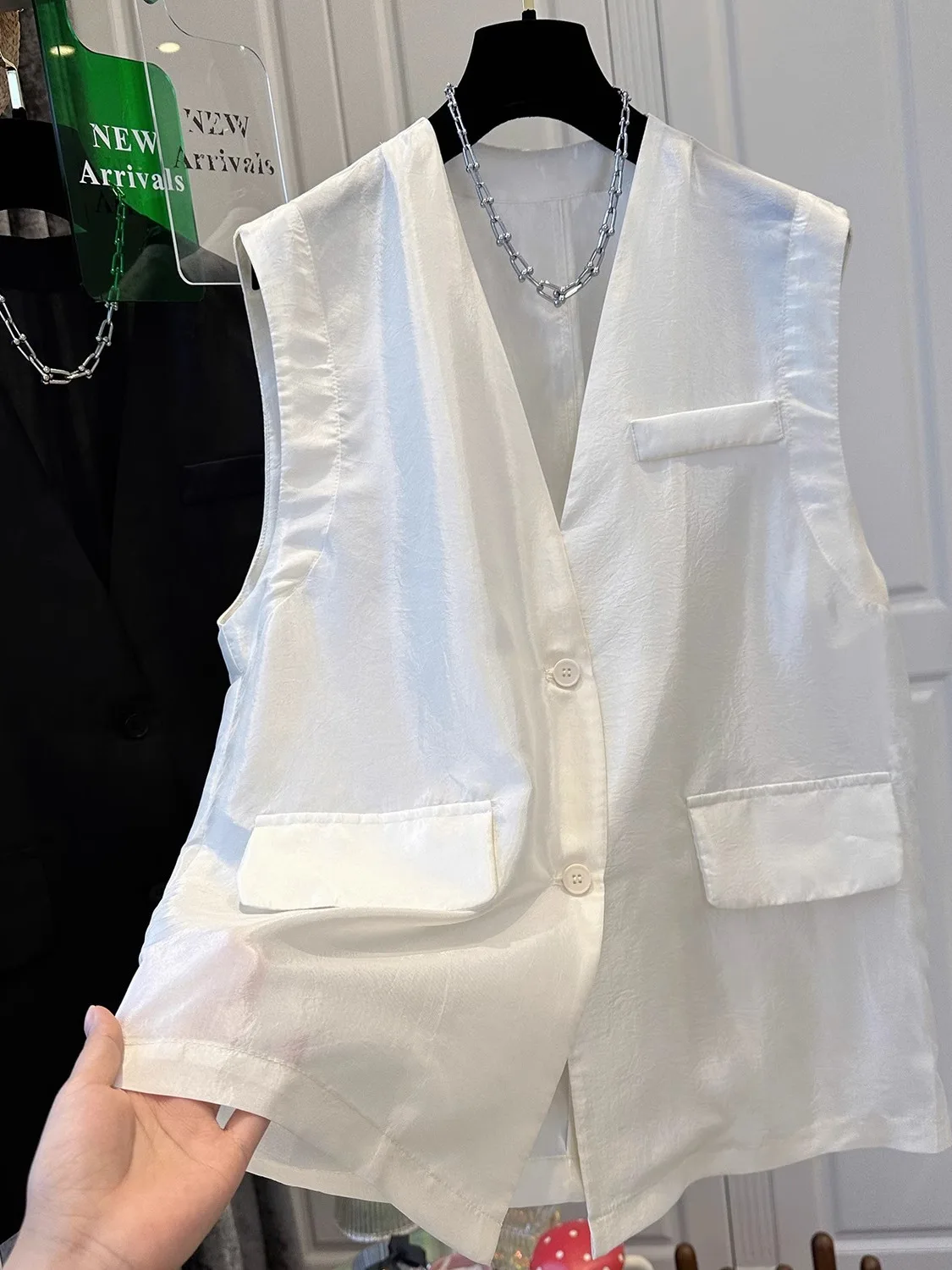 

Ele Bla V-Ne Cotton Linen Women's Tank Top Lightweight Summer New Sle Open Cardigan Svel irt Commute Sle