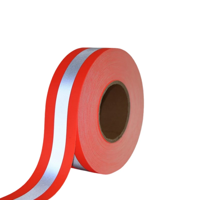 High Visibility Fluorescent Yellow&Fluorescent Red Reflective Flame Fire Retardant Fabric Tape Sew On