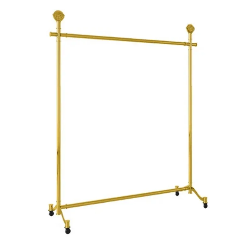 

Customize.Custom Heavy Duty Store Clothes Stand Metal Cloth Display Stainless Steel Shiny Gold Clothing Display Rack