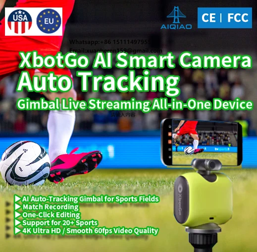 XbotGo AI Tracking Gimbal 4K One-Click Editing 140 Wide Angle Sports EU Fre Shipping for Football Club
