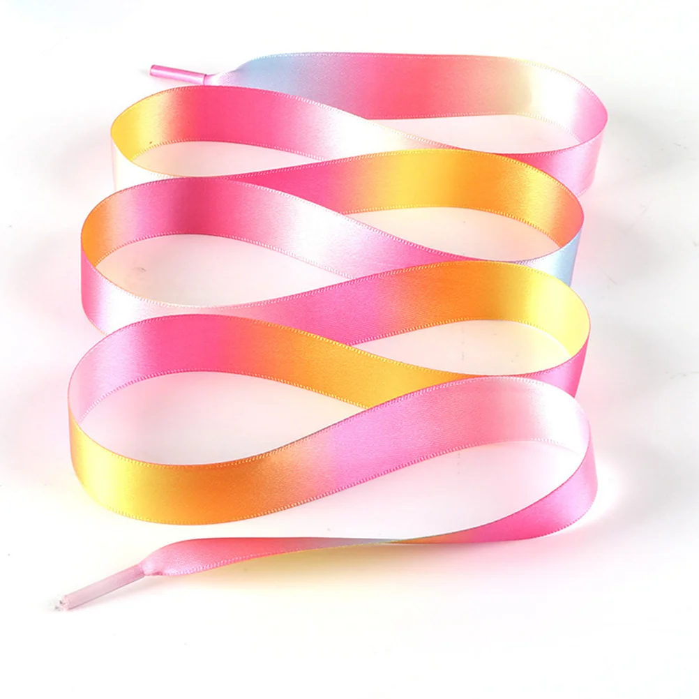 2 Pairs Rainbow Shoelaces Fine Workmanship Polyester Ribbon Glossy Sports Shoes Tie