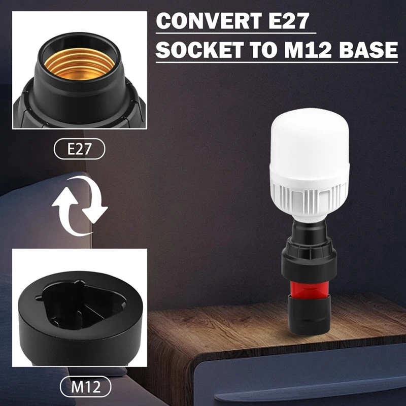 AD33 HOT E27 Bulb Socket Adapter With 12V/12W 1300LM E27 Screw LED Light Bulbs LED Work Light For Milwaukee 12V M12 Battery