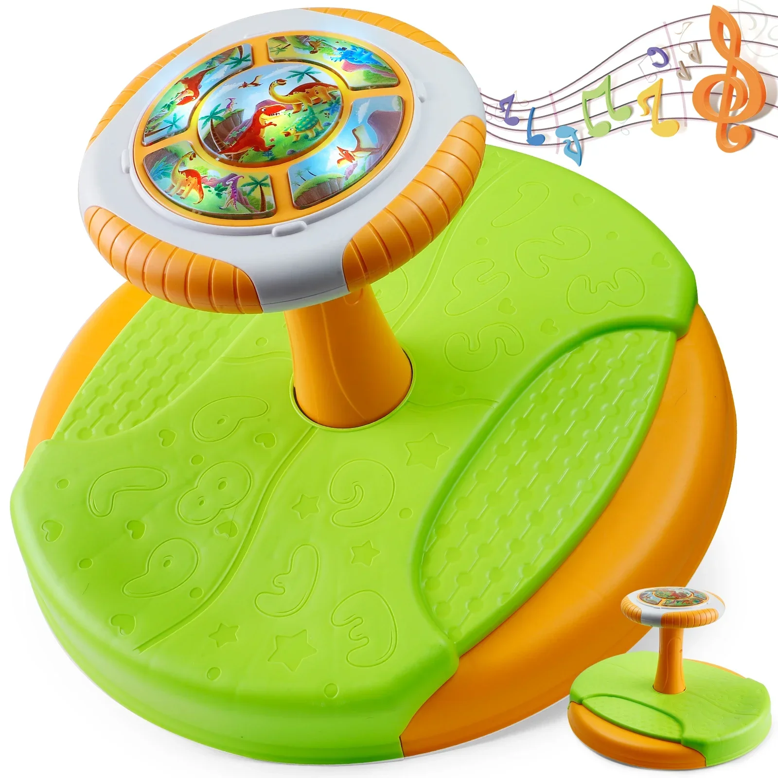 座って回転するおもちゃ、360 °   LEDライトと音楽付き回転シート、感覚玩具、男の子/女の子の誕生日、クリスマス、ドライバーなし