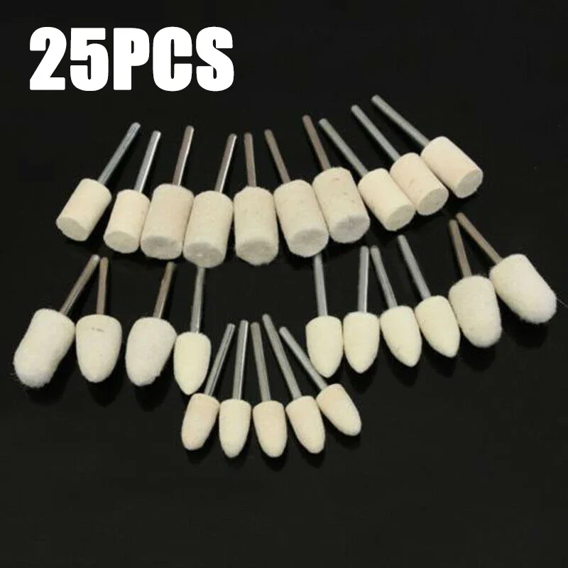 

25Pcs Felt Polishing Buffing Pads Wheel Felt Wool Polishing Waxing Tools For Rotary Tools Kit Set For Wood Nuclear Carving Jade