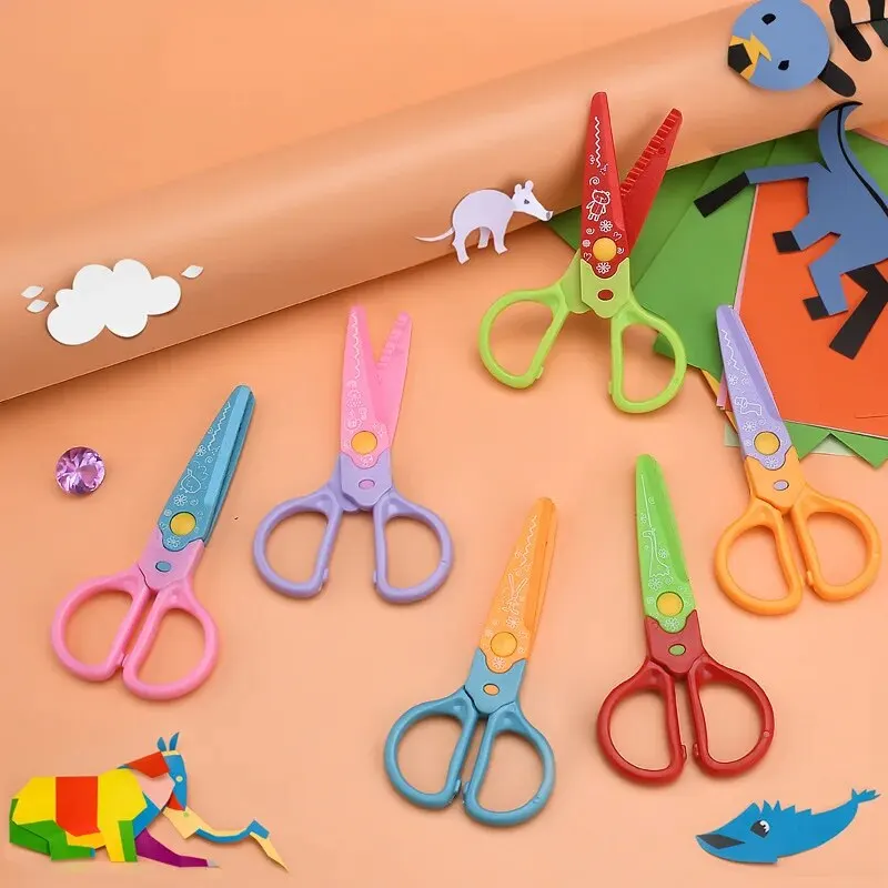 Creative And Cute Lace Scissors Can Be Changed Into 6-head Child Safety Diy Pattern Paper Cuttings Card Tool