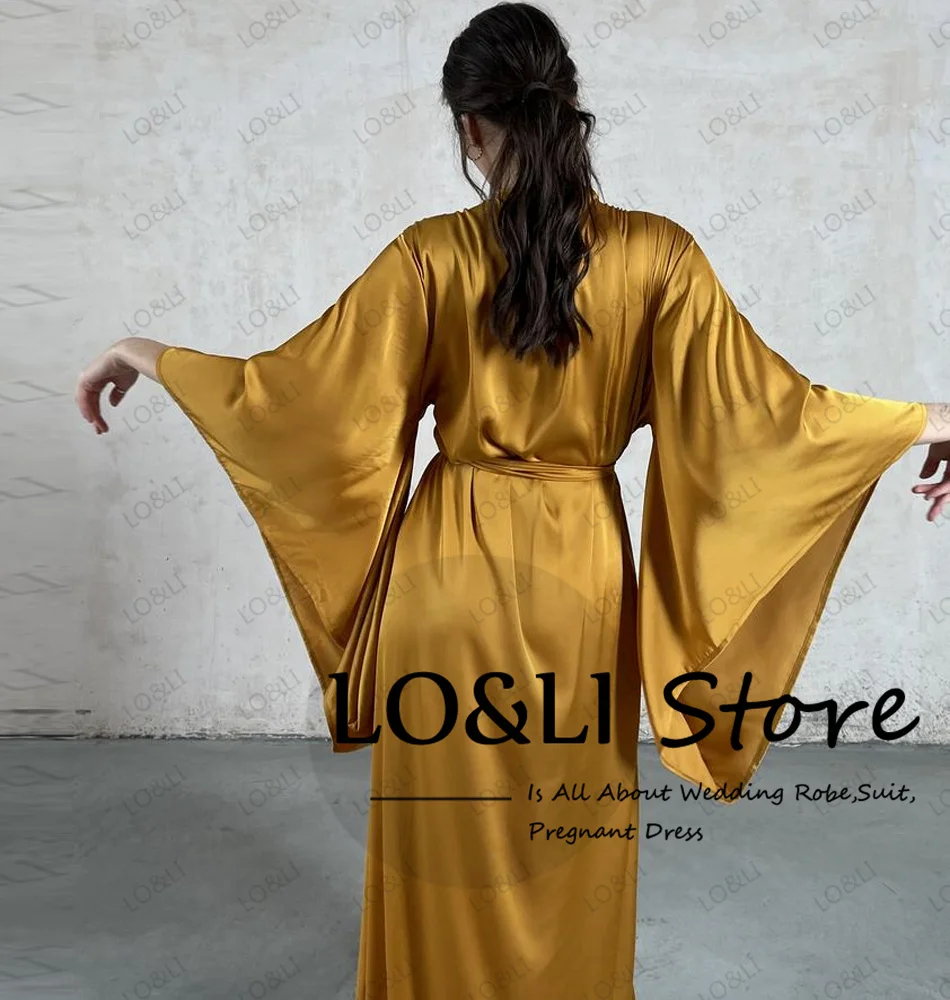 

LO&LI 2021 Satin Silk Bathrobe Women Long Sleeve Sexy Sleepwear Female Dress Gown Wedding Morning Bridesmaid Dress Custom Made