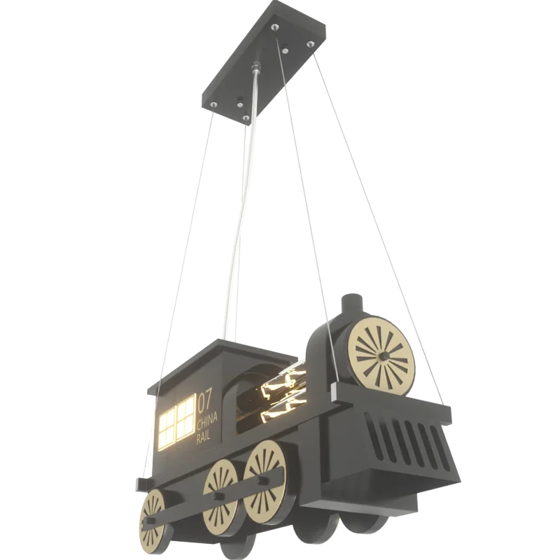 الإبداعية الكرتون قاطرة الثريا غرفة نوم غرفة الأطفال شخصية الرياح الصناعية الأسود البخار قطار الثريا #5