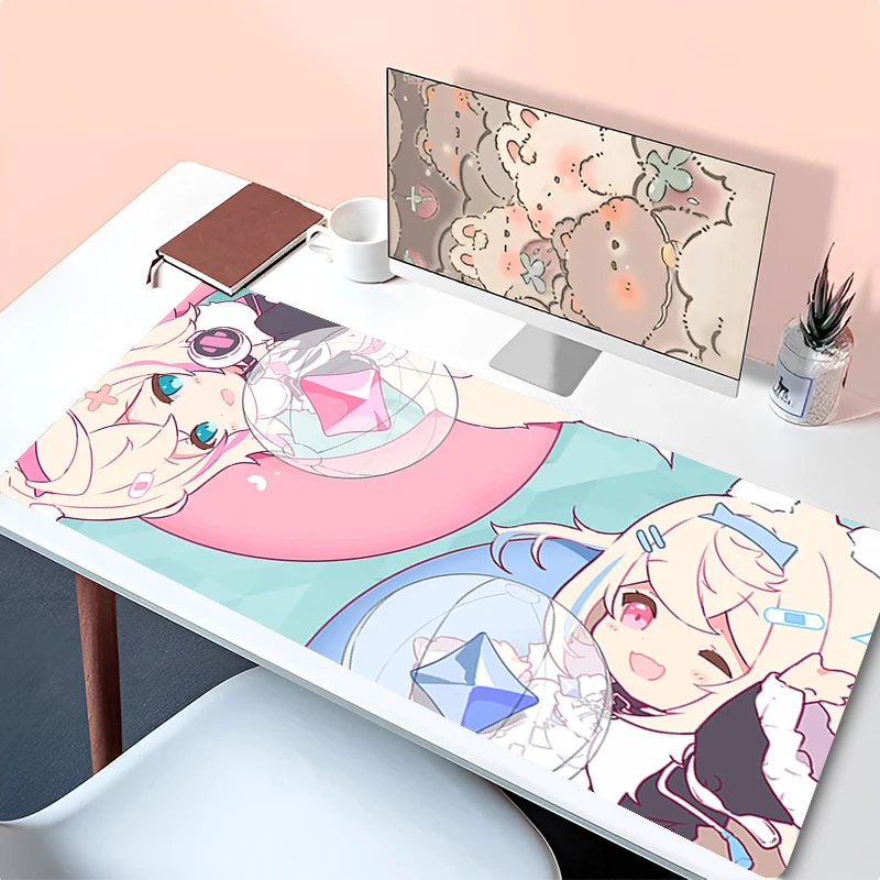 Mousepad Anime Mouse Pad Gaming Accessories Office Keyboard Pad Desk Mat PC Hololive Mococo Fuwawa Abyssgard Rubber Extended Pad