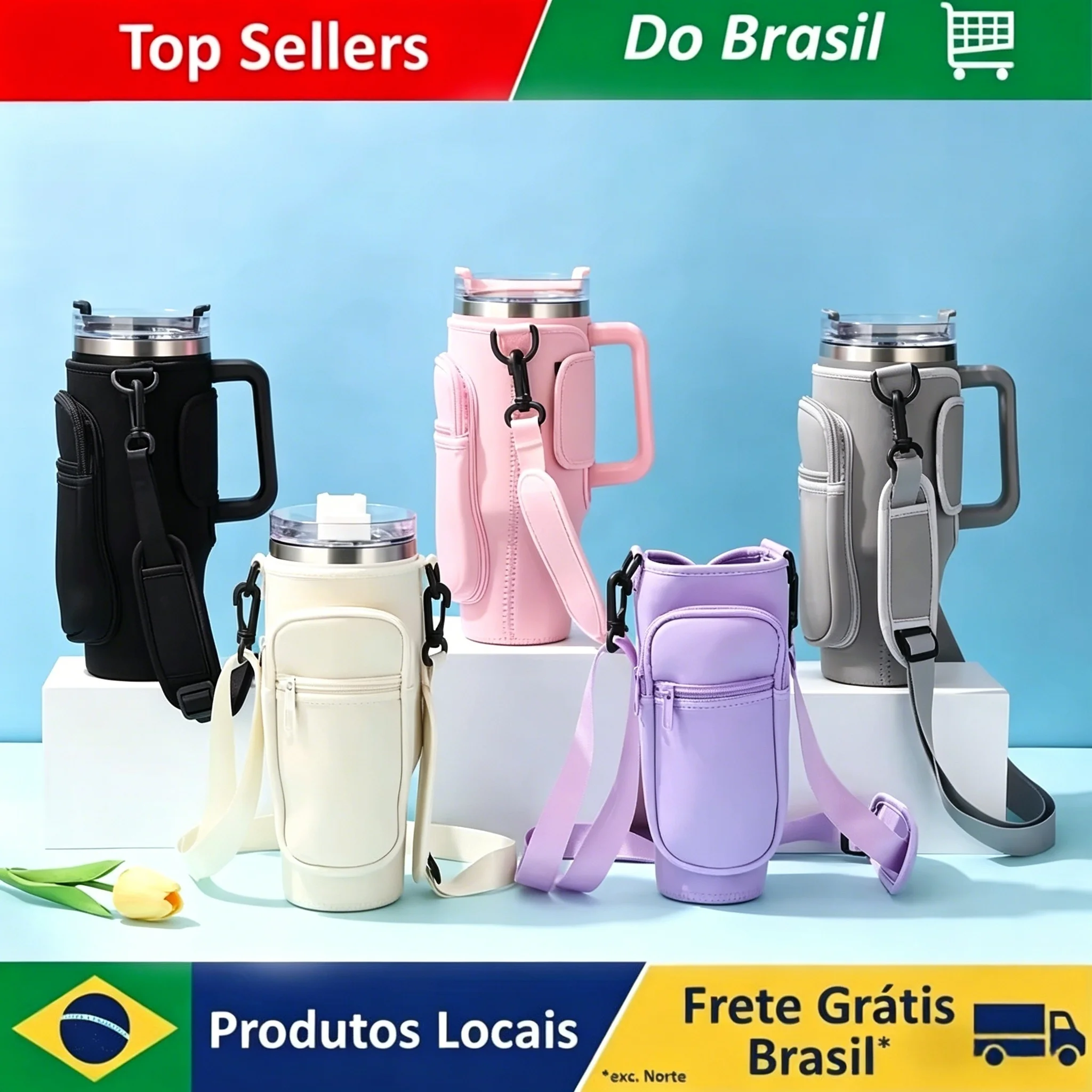 Tumbler Carrier Bag With Phone Slot,Fits 40/30 Oz Handle Cup,Adjustable Shoulder Strap,Key Hook