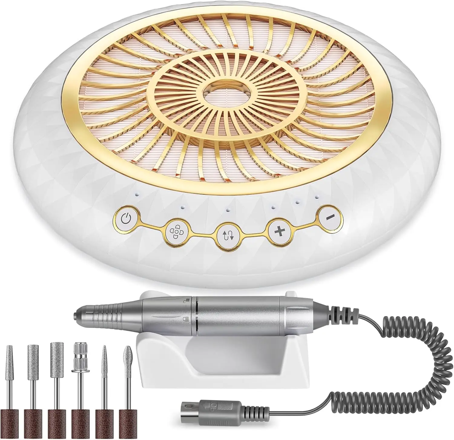 

Пылесос для маникюра и электрическая дрель 2-в-1, 5000 об/мин (вакуумный режим с фильтром) и 30000 об/мин (профессиональный набор для шлифовки) для домашнего и салонного использования