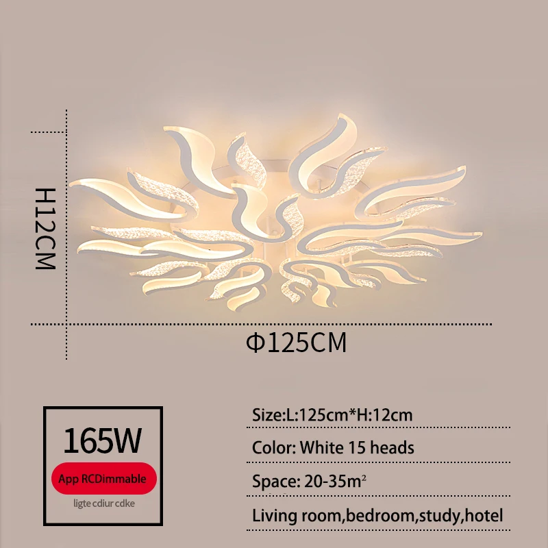 Moderne Led Plafondlamp, Slimme Dimmende Afstandsbediening, Afstandsbediening En App-Bediening, Verstelbare Helderheid Plafondverlichting