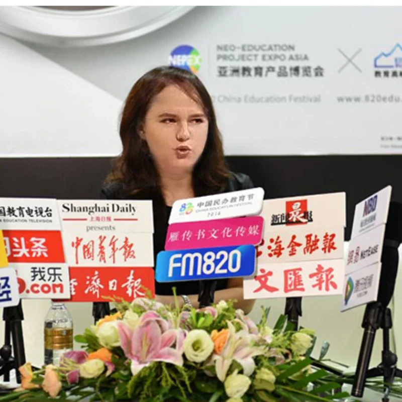 Custom Acrylic Logo Lettering Signage Designer Custom Your Own Brand Logo Plate For Microphone Interview News Star