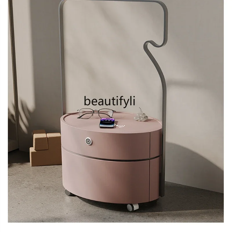 

Italian Minimalist Bedside Table Multi-Functional Designer Creative Sofa Side Table Universal Wheel Small Apartment Movable