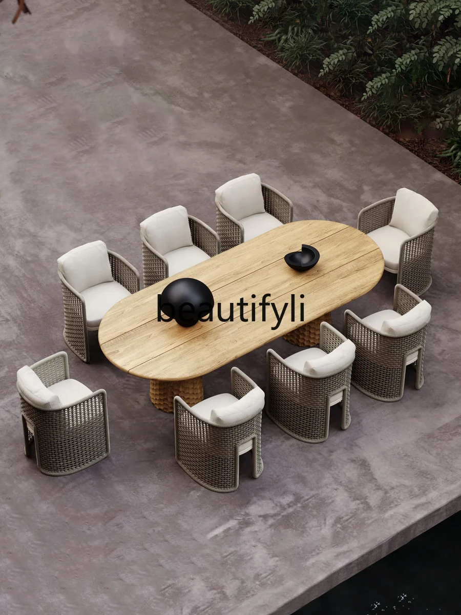 

Nordic Outdoor Dining Table and Chairs Light Luxury Rock Plate Creative Courtyard Simple Leisure Hotel Set
