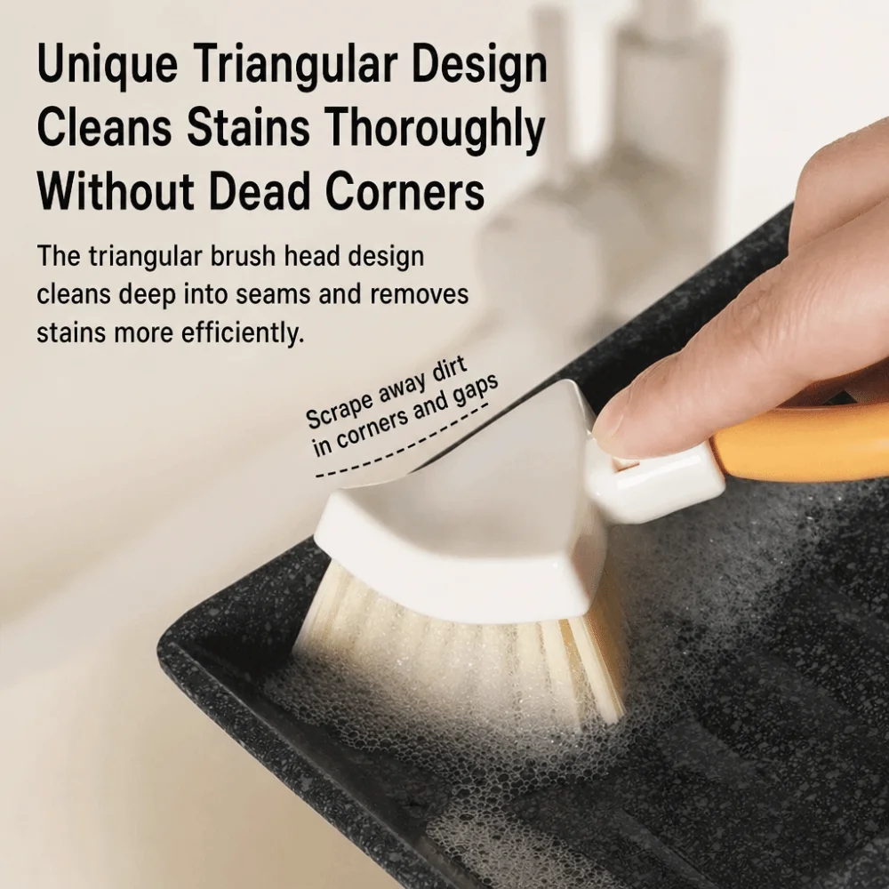 3pcs Durable Short Handle Foldable Cleaning Brush Multifunctional Crevice Cleaning Brush Corner Brush Home Cleaning