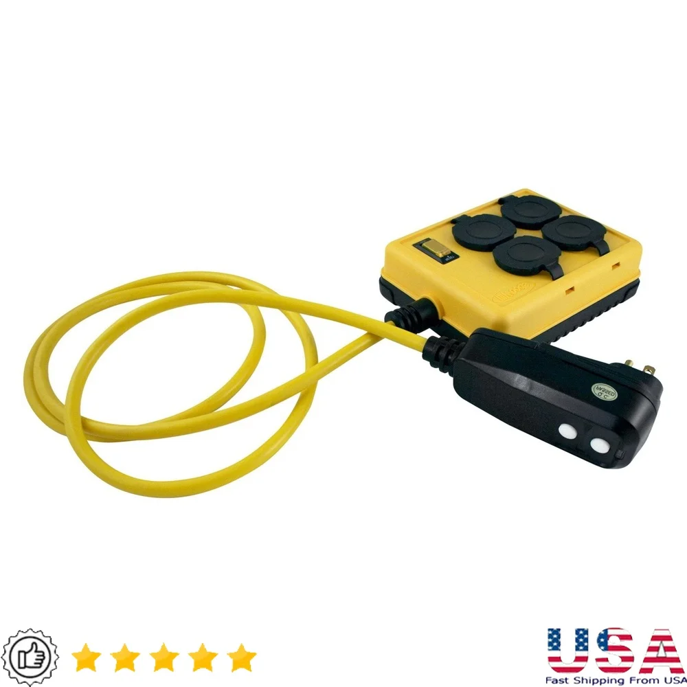 

Защищенный блок питания с 4 выходами GFCI и 6-футовым шнуром. Прерыватель схемы заземления. Вилка Powerlite. Сброс ручного тестирования в списке UL.