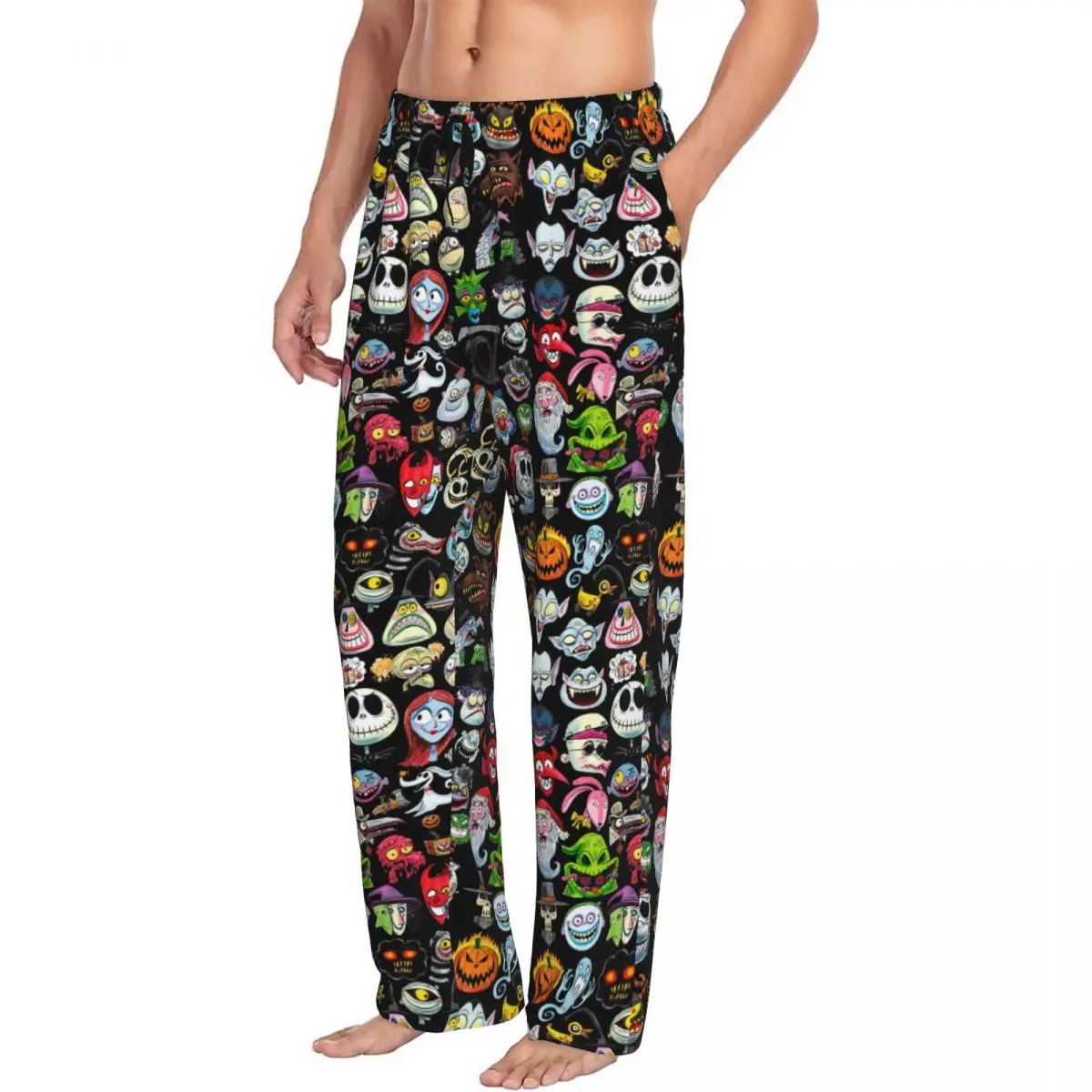 Pantalones de pijama Jack Skellington con estampado personalizado para hombre, ropa de dormir de pesadilla antes de Navidad, pantalones de salón para dormir con bolsillos