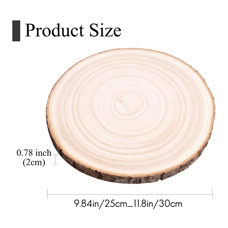 

3 шт. 10-12 дюймов большие ломтики дерева для центральных элементов, круглые деревянные круглые для свадебных центральных изделий, поделок, рисования и т. д.-A51M