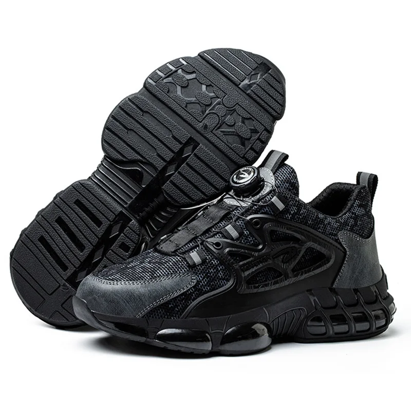 

Lynjacye Low Cut Unisex Rotating Button New Safety Shoes Size 37-48 Steel Toe Sneaker Air Cushion Work Shoes