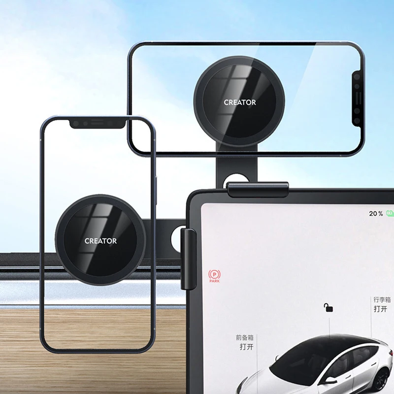 For Tesla Model 3 X Y S BYD Center Control Display Slide Rail Phone Holder Magnetic Car Phone Holder for iPhone 15 14 13 12