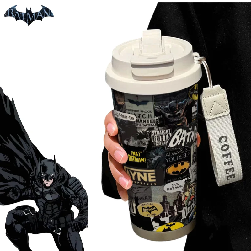Justice League Batman personalidad creativa impresión de acero inoxidable estudiante portátil de gran capacidad doble bebida boca termo taza