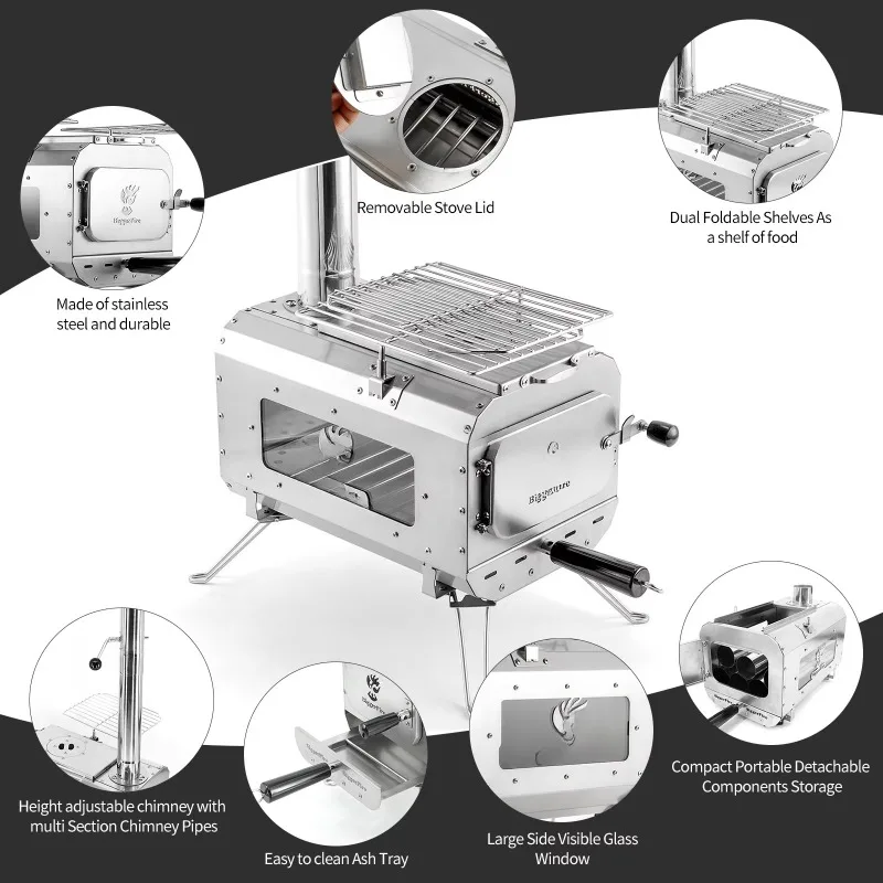 Stainless Steel Camp Tent With Por   Wood Burning Stove For Camping Use Wholesale Outdoor Gear