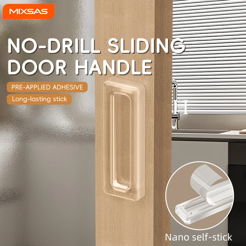 

MIXSAS Self-Adhesive Hidden Pulls Silicone Transparent Furniture Handle Modern Minimalist Pull for Furniture Drawer Cabinet Door