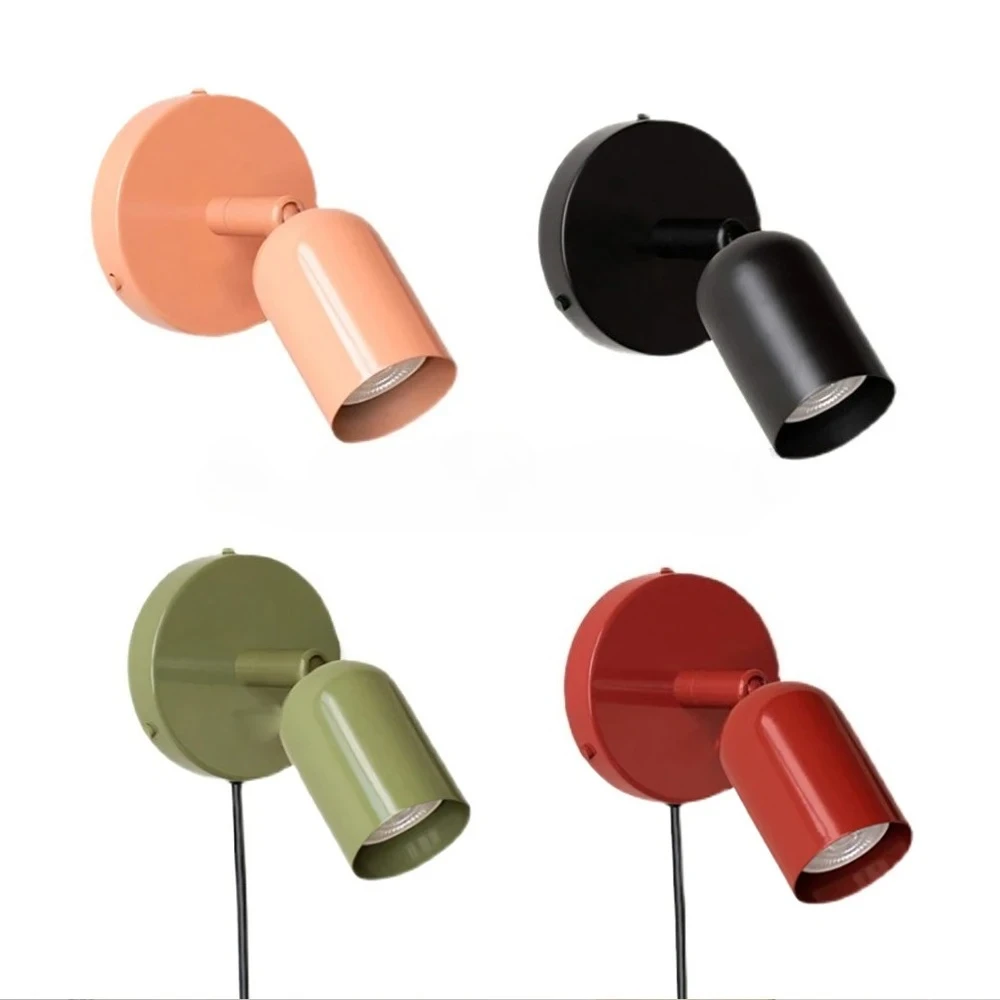 

Modern Colorful LED Wall Lamps with Switch Design Wall Lights EU/US Plug Gu10 Spotlights Living Room Bedside Sconce AC110 220V