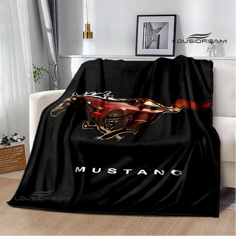 Mustang car logo printed blanket Flannel Blanket Warm blanket Home travel blanket Birthday Gifts blankets for beds