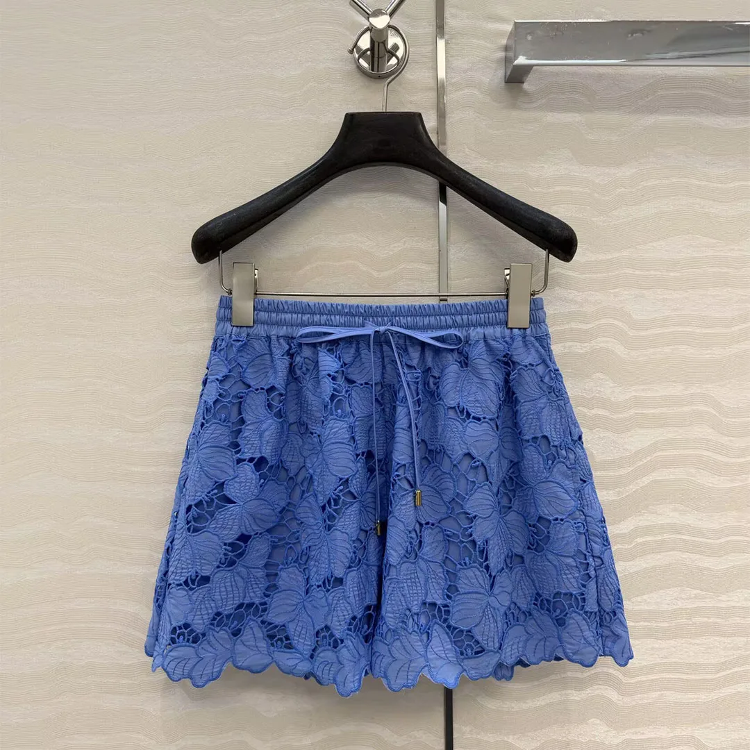 2026 New Fashion Floral Lace Cotton Flare Shorts Women Elastic High Waist Solid Color Elegant Lady Sweet Shorts