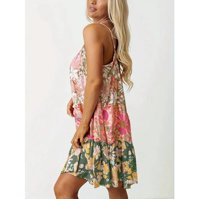 بالإضافة إلى حجم 0XL-5XL المرأة الجديدة المألوف المطبوعة المرقعة فضفاضة عارضة فستان بروتيل #2