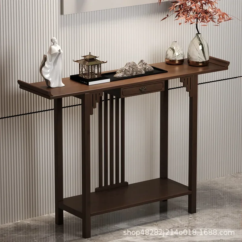 Chinese-style Offering Table For The God Of Wealth, Bamboo And Solid Wood Entrance Cabinet, Modern Living Room Buddhist Nich