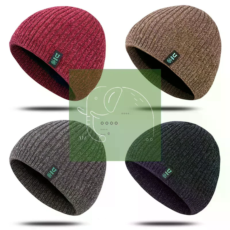 Men's Winter Knit Hats Soft Stretch Cuff Beanies Cap Comfortable Warm SlouchyHat Outdoor Riding Knitted Cap