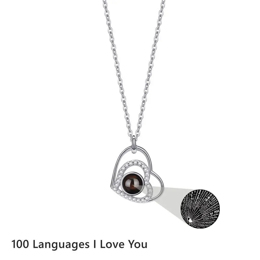 Fashion Heart Personalized Custom Photo Necklace Projection Photo Necklace for Women Girls Silver Love Chain New Trend Jewelry