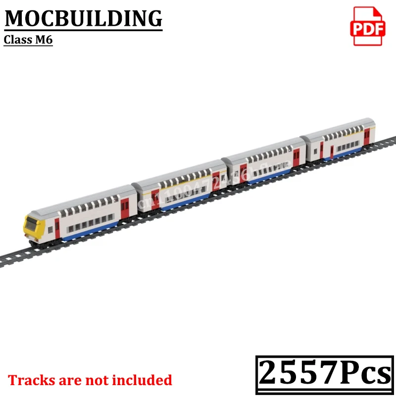 

M6 Engine Train Set Blocks Passenger Train Display Model Baggage Car MOCBUILDING City Railroad Bricks Construction Toys Gift