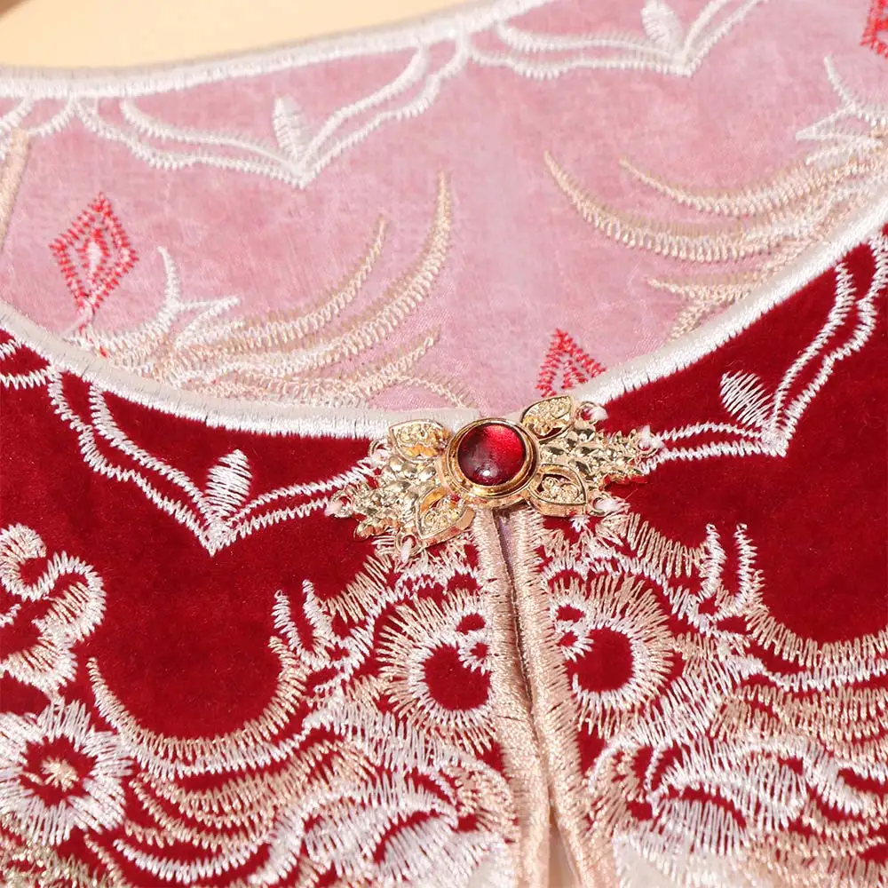 Ancient Chinese Style Hanfu Collar Embroidered Detachable Hanfu Shoulder Collar Pearls Tassels Cheongsam Shawl for Women/Girls