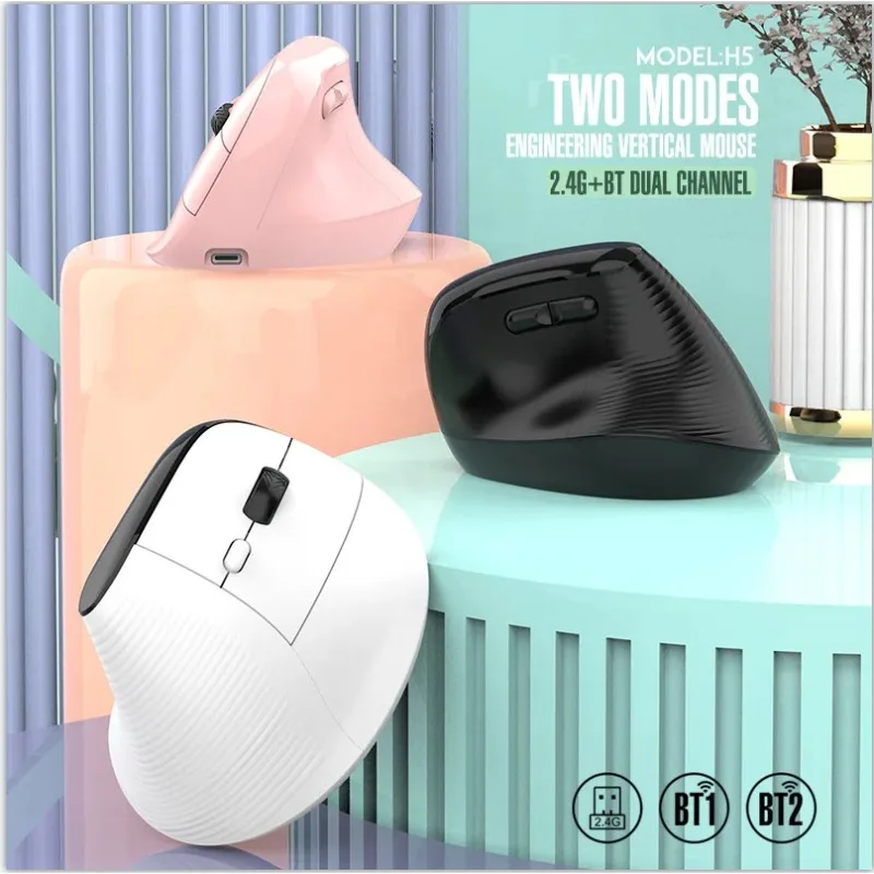 New Original IHOYI Wireless Mouse Bluetooth Ergonomic Vertical Charging Dual Mode Mouse Business Silent Office Computer