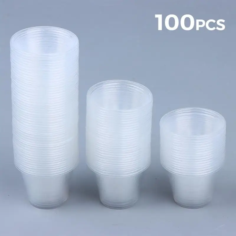 Graduated 30ml Plastic Mix Cups 100Pcs Precise Scale for Airbrush Painting Nail Art Mixing DIY Use