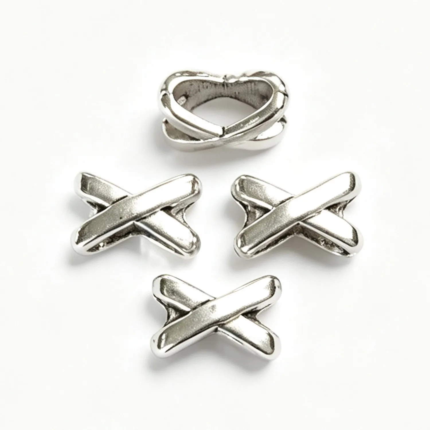 25Pcs 9.8×6.4mm Hole 7.4mm Zinc Alloy Antique Silver Ring Cross Spacer Beads DIY Jewelry Accessories EF4922