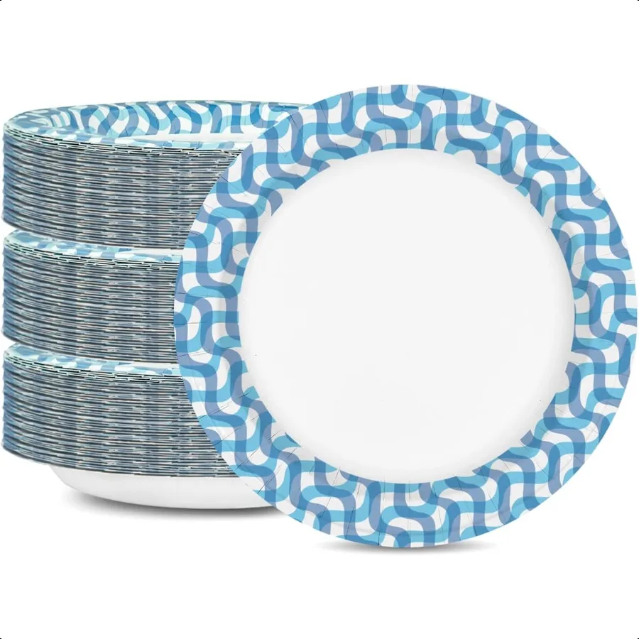 

Бумажные тарелки 8,5 дюймов, объемные, 150 шт., сверхмощные рождественские тарелки среднего размера для праздничной вечеринки, пикника и повседневного использования