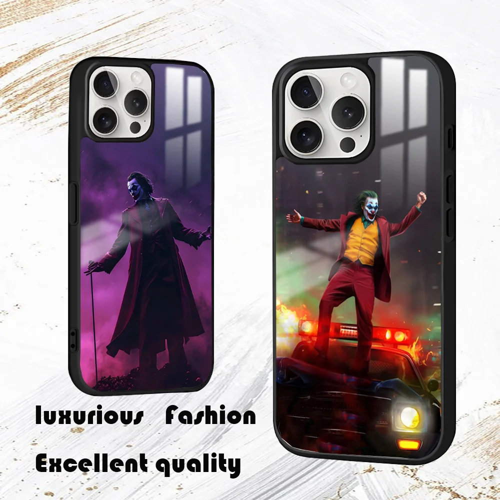 Cartoon J-Jokers C- Clown Phone Case For iPhone 16 15 14 13 12 11 Pro Max Plus Mini PC Fashion High Quality mirror phone case