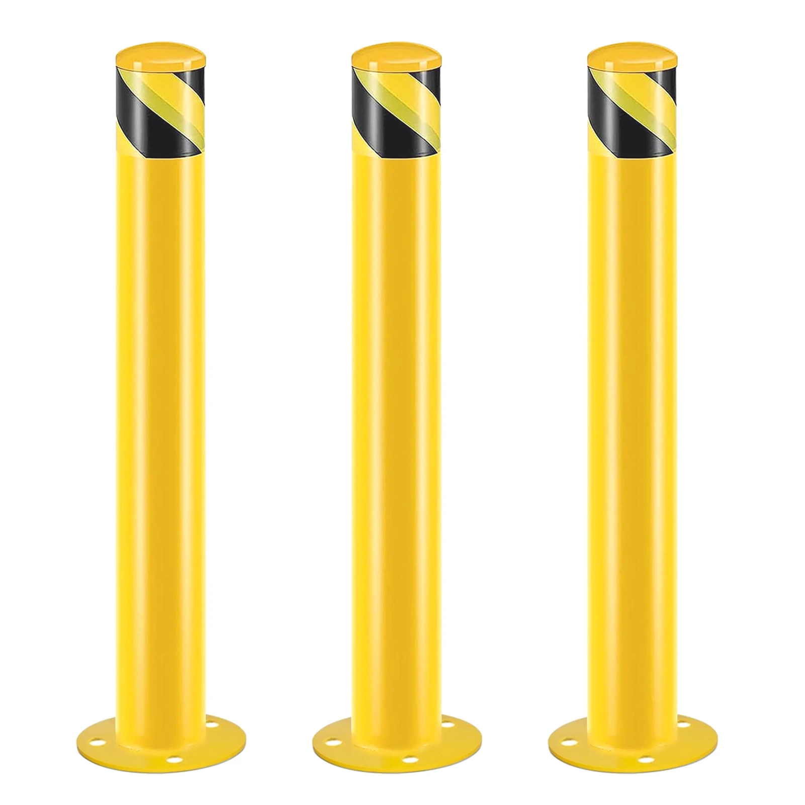 Safety Bollard Post, 42 Inch Height Steel Bollards, 3.5 Inch Diameter Parking Bollard for Traffic Sensitive Areas, 3PCS