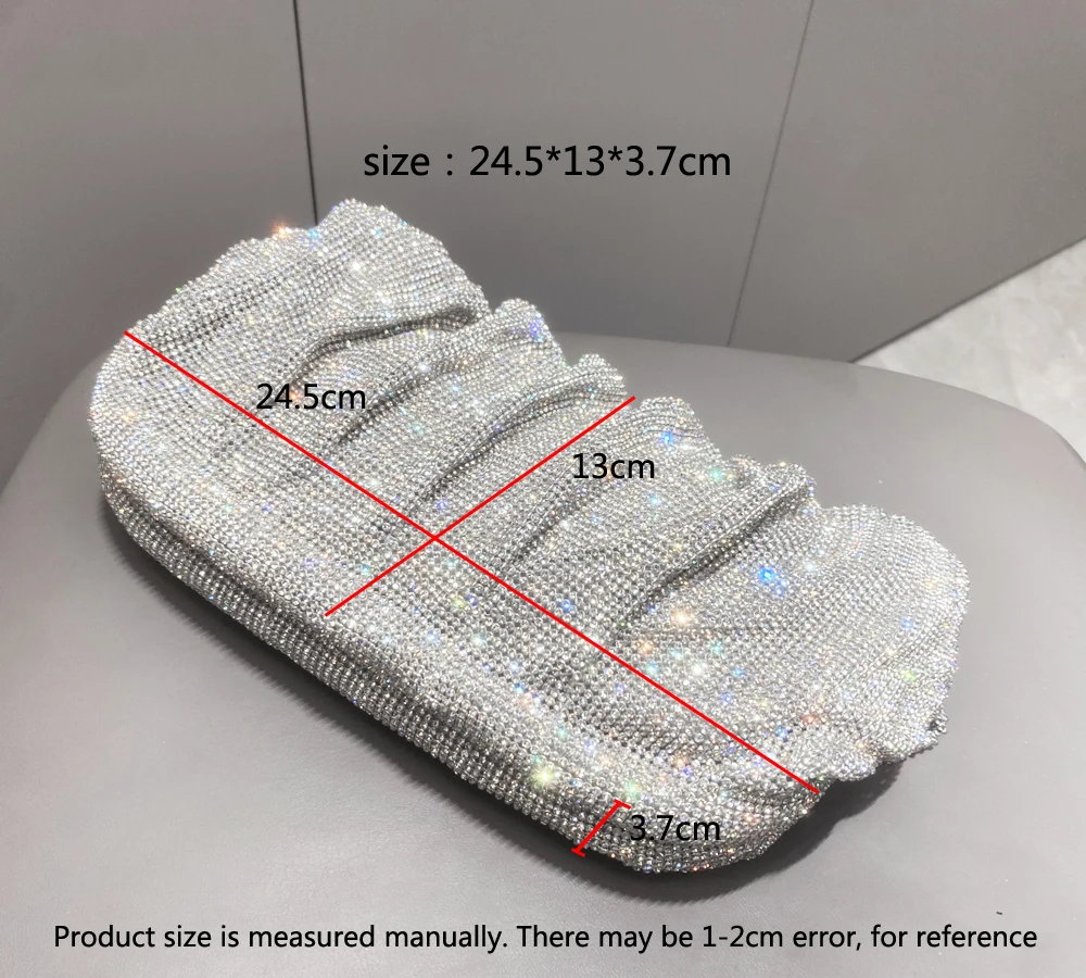 Shiny handle Rhinestones Handmade Evening Clutch Bags New Folds Purses And Handbags Luxury Designer Wedding Party High Quality