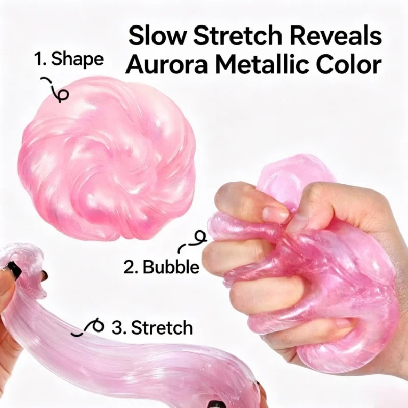 10pcs Random Stress Relief Toys Liquid Squishy Transparent Crystal Slime Fluffy Foam Putty Safe Bouncy Stretchy Color Slime