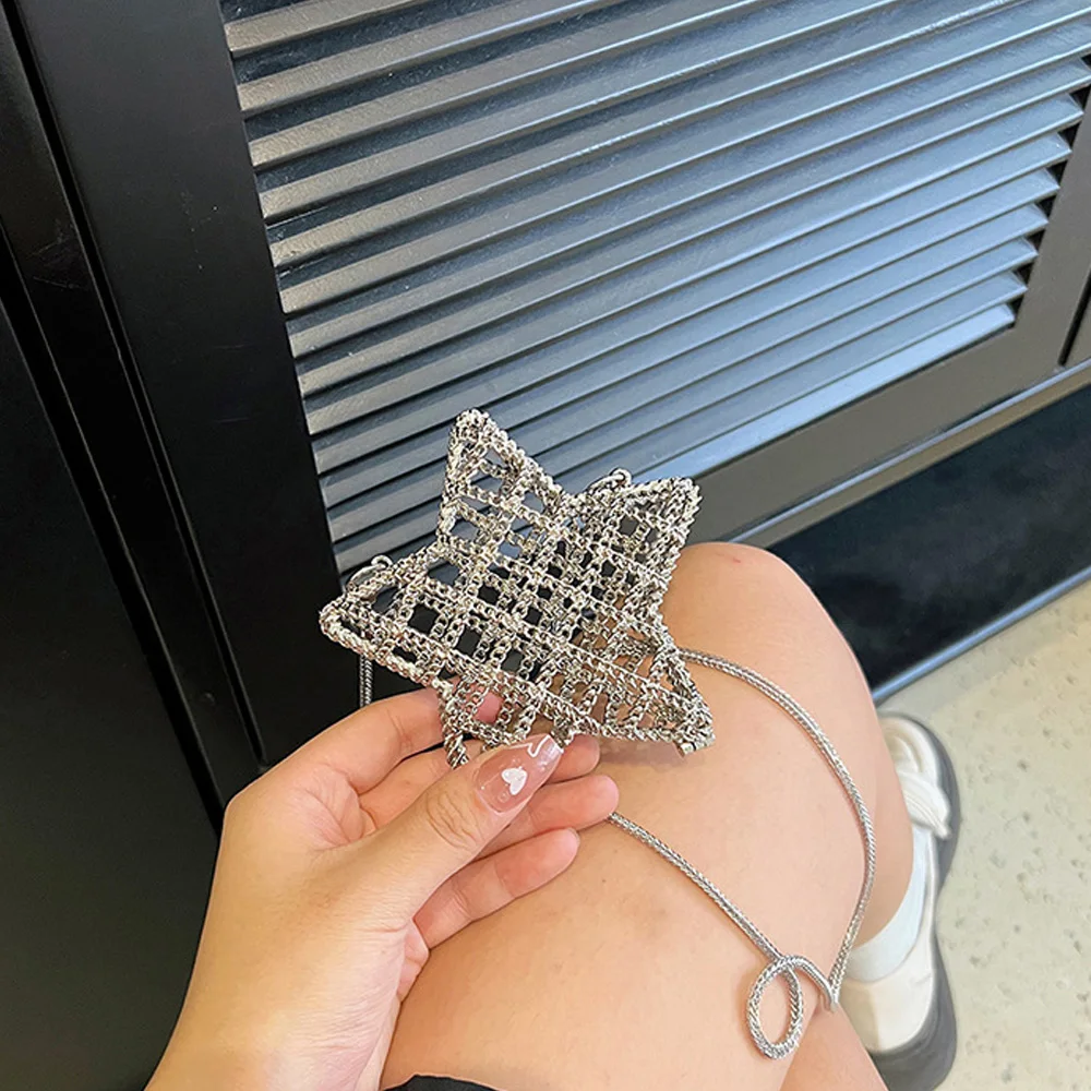 حقيبة كروس بودي جوفاء مع فم معدني للنساء ، حقيبة كتف ذهبية ، جودة عالية ، حقيبة سهرة لطيفة ، مصمم أزياء